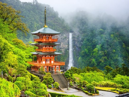 Nachi, Japan Pagoda and Waterfall