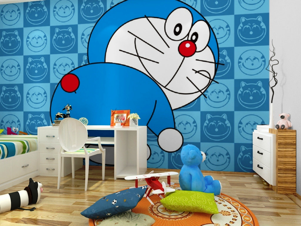 Giấy dán tường hình Doraemon