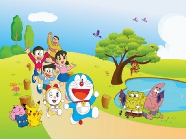 Mẫu tranh dán tường hoạt hình Doraemon