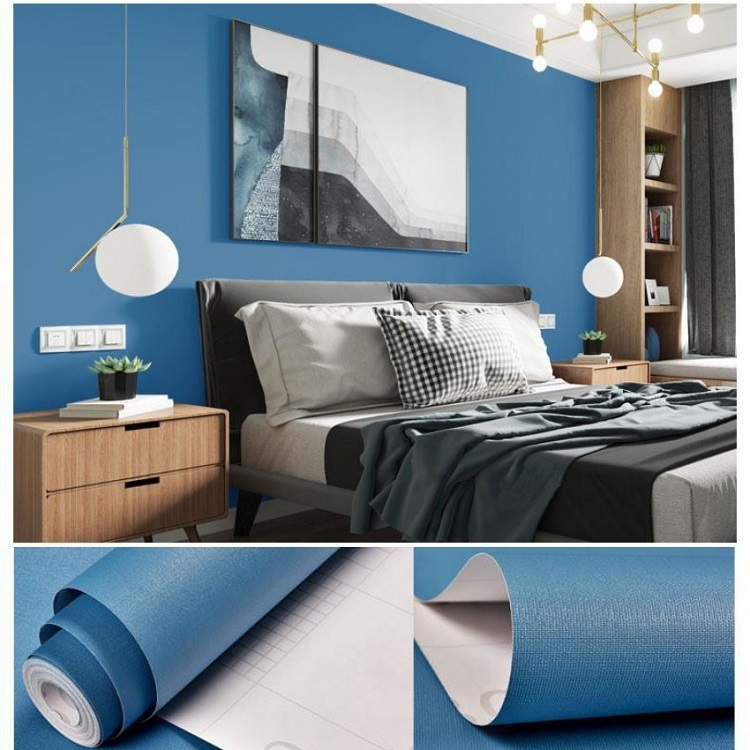 Giấy dán tường phòng ngủ màu xanh dương